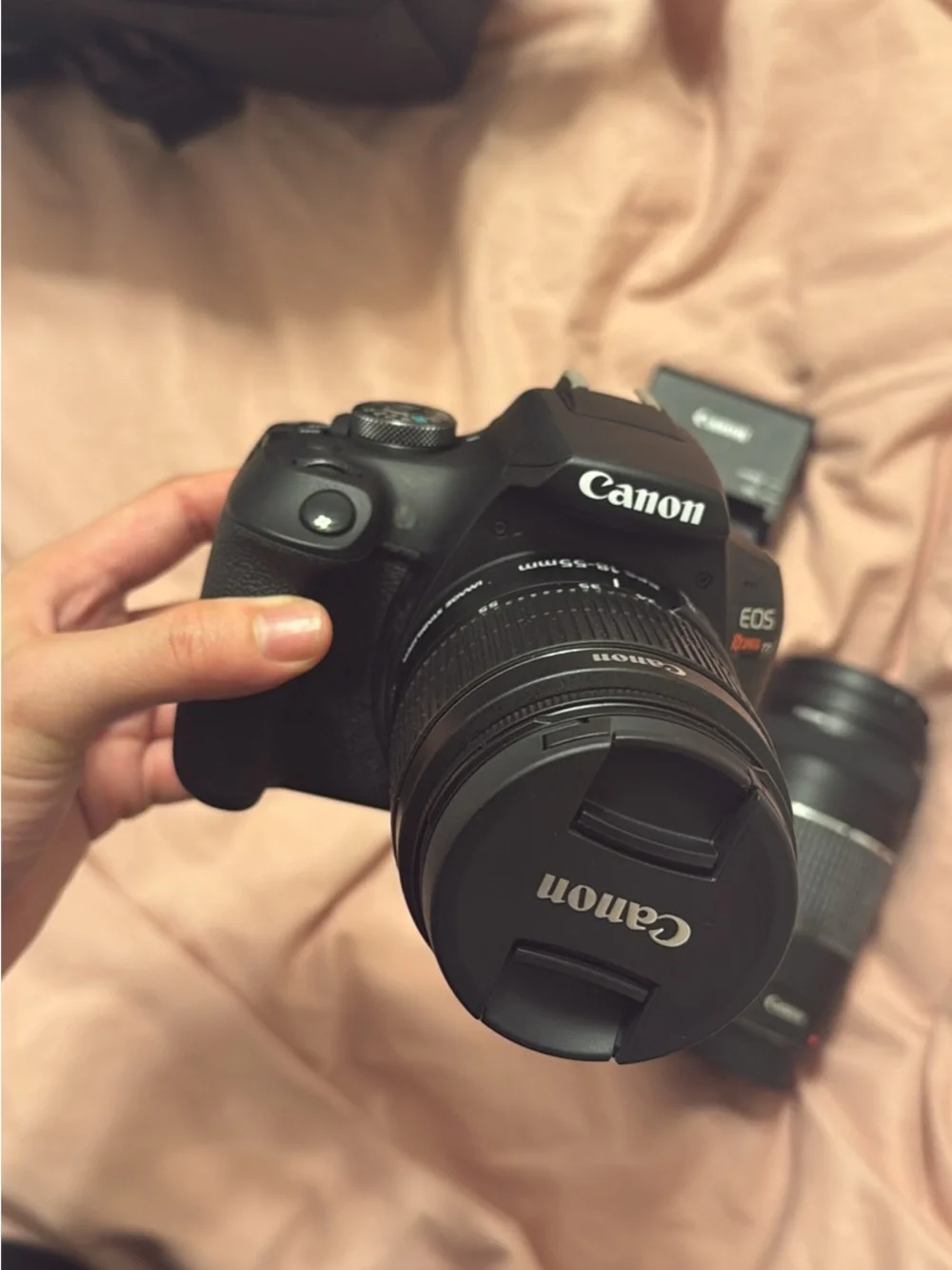 Canon EOS Rebel T7 (Black) DSLR Camera with Battery Charger and Telephoto Lens
